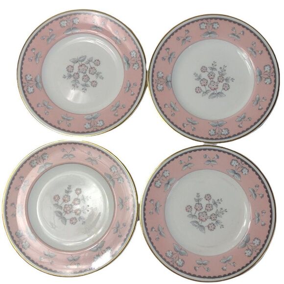 Vintage Set of 4 Wedgwood PIMPERNEL PINK Bone China Bread & Butter Plates W3652 - Picture 2 of 5
